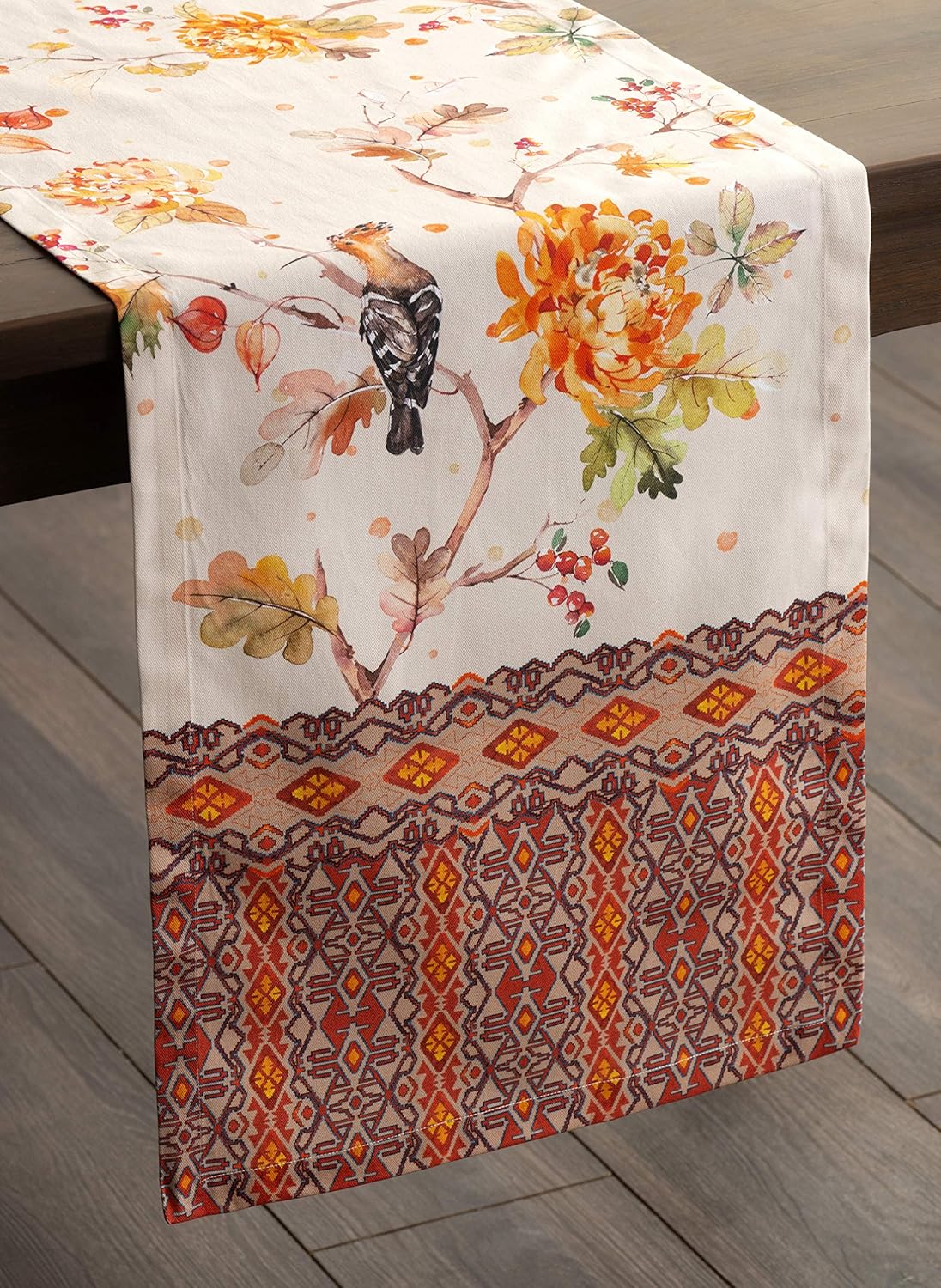 Maison d' Hermine Table Runner 100% Cotton Single Layer Table Runners 36 inches Long for Thanksgiving Christmas Decorations Home Kitchen Dining Party Wedding (Kelim - Prairie, 14.5" x 36")