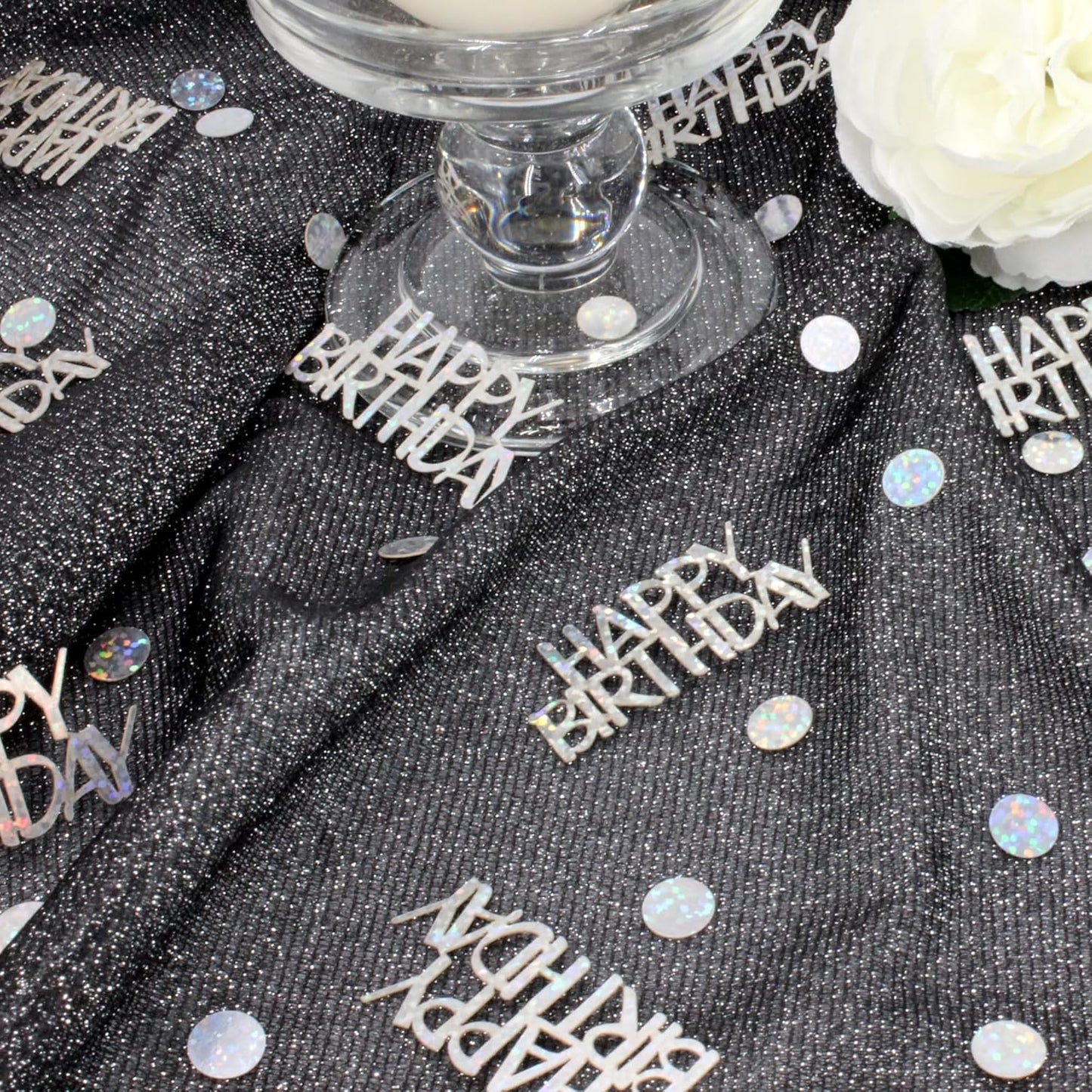 Birthday Confetti - Glitter Happy Birthday Table Decorations, 270 PCS Iridescent Holographic Party Decorations