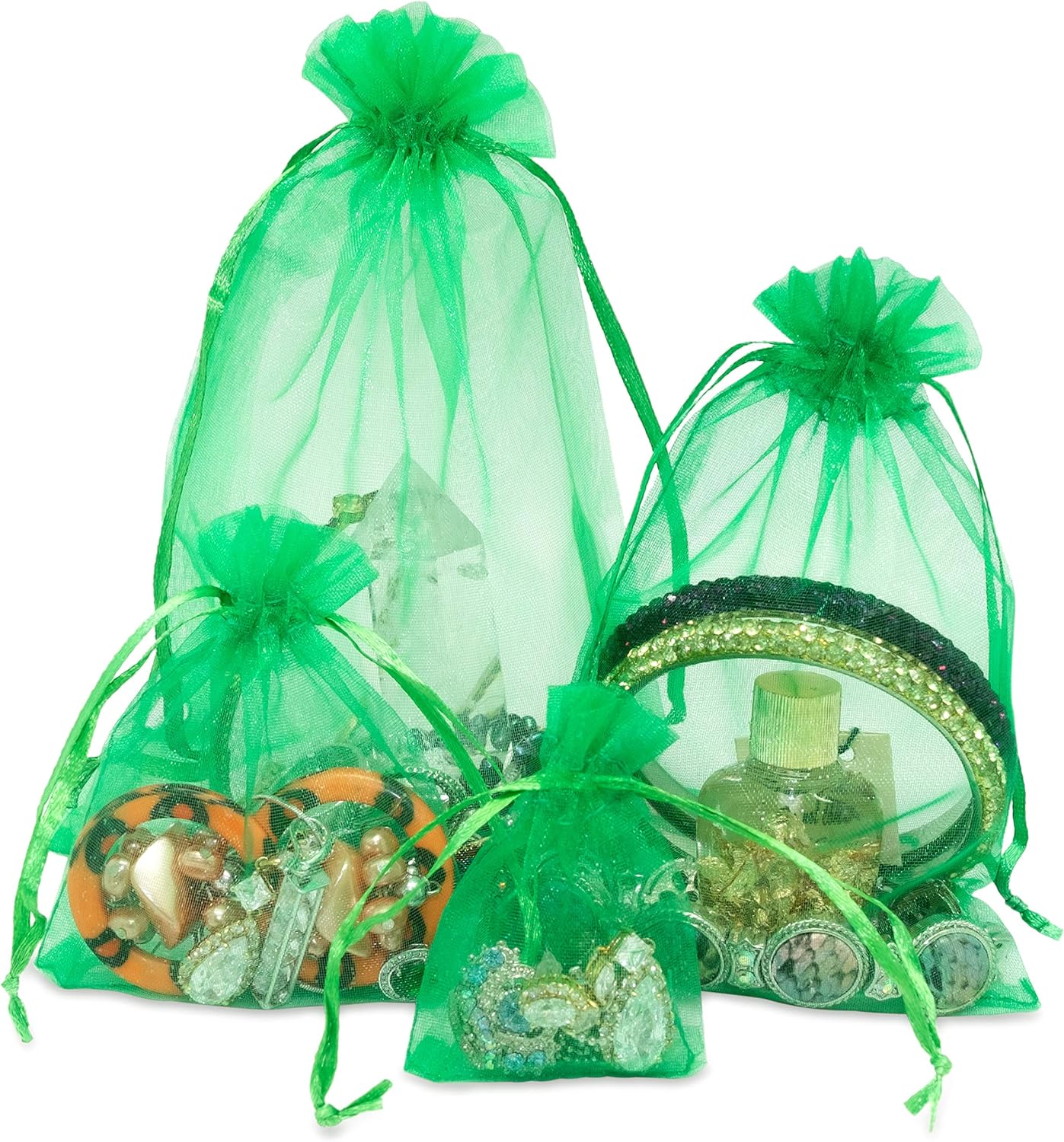 TheDisplayGuys 100-Pack 6x8 Light Green Sheer Organza Gift Bags with Drawstring, Jewelry Candy Treat Wedding Party Favors Mesh Pouch