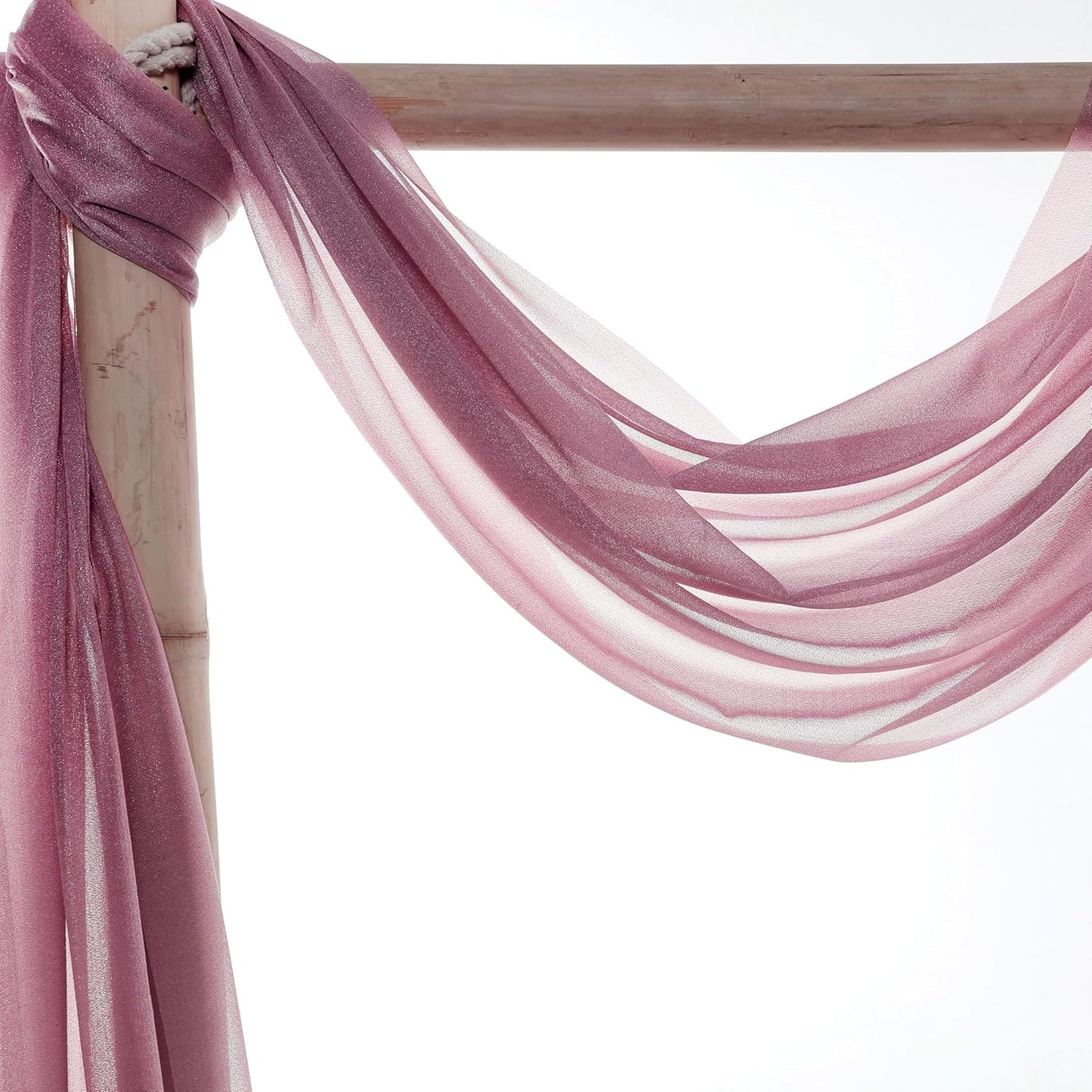 VDS Pack of 2 Panel (30 Inch X 40 Feet) Wedding Arch Draping Fabric Sheer Chiffon Fabric Drapery for Wedding Ceremony Reception Swag Backdrop Canopy Chuppah ARBO Altars Decoration (Mauva)