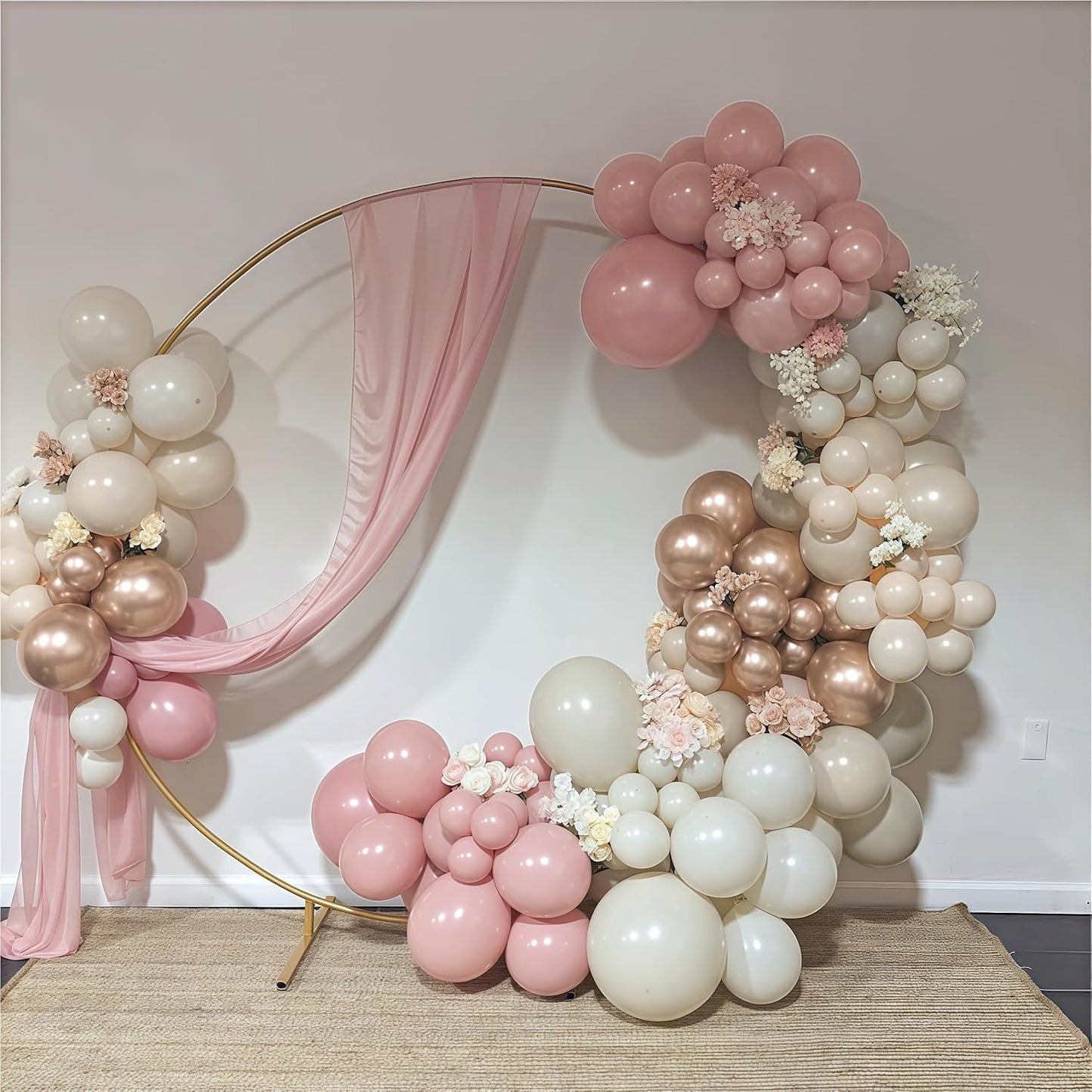 Nude Dusty Pink Balloons Set, 60Pcs 12 Inch Retro Blush Pink Apricot Helium Balloon with Beige White Champagne Gold Latex Neutral Balloons for Birthday Wedding Baby Bridal Shower Party Decorations