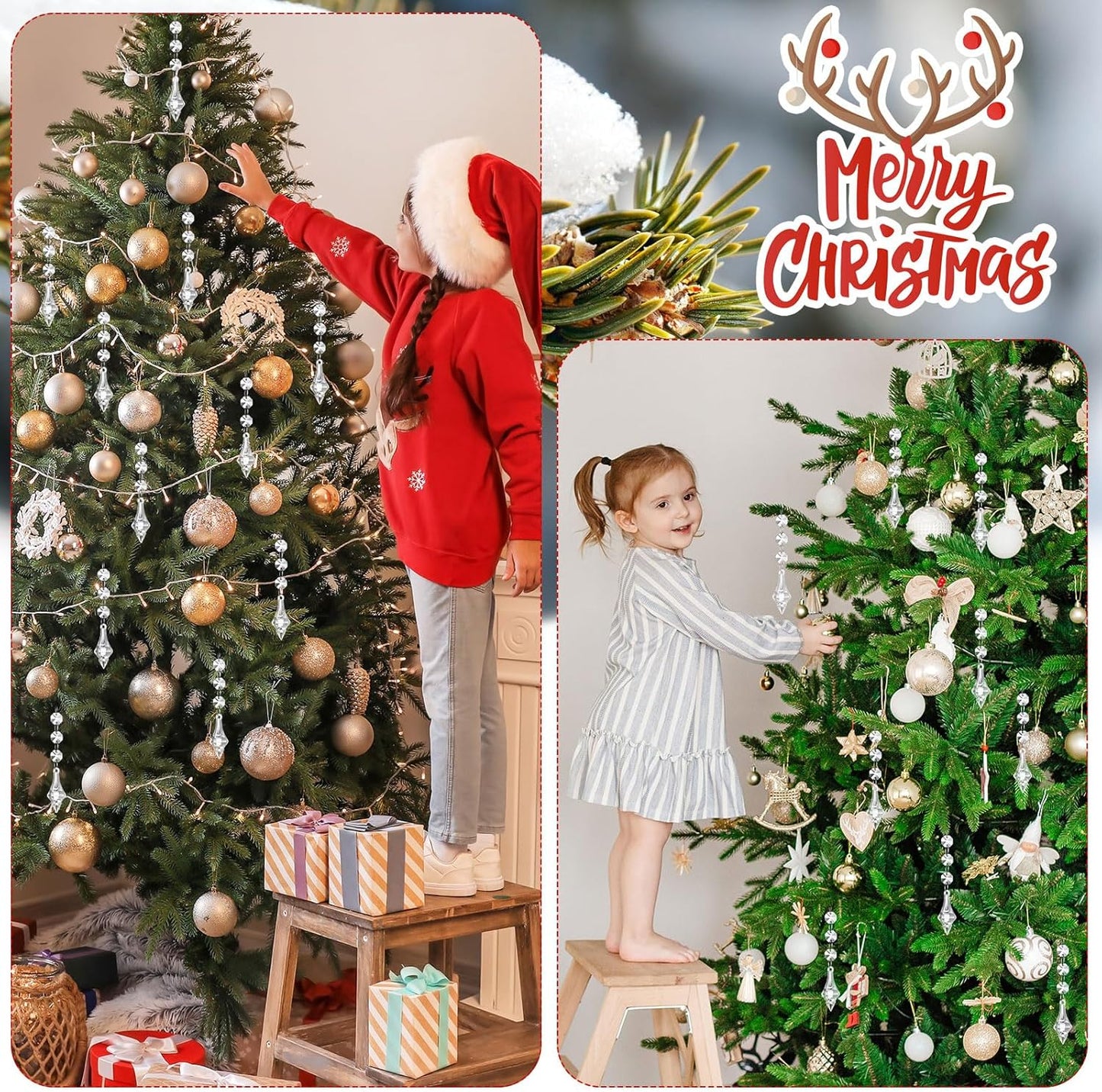 Nuenen 100 Pcs Hanging Crystals for Centerpieces Acrylic Chandelier Garland Beads Strands Prism Decorations Clear Teardrop Chandelier Crystals Pendant Wedding Home Garden Outdoor Ornaments(Lantern)