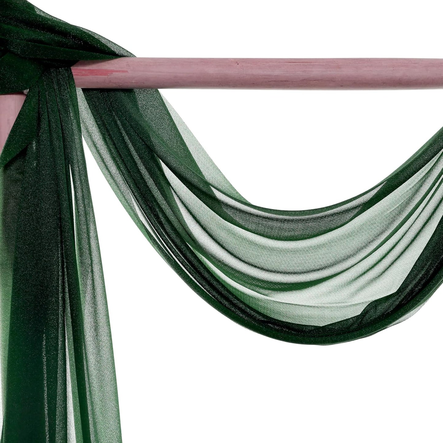 VDS Pack of 3 Panel (30 Inch X 20 Feet) Wedding Arch Draping Fabric Sheer Chiffon Fabric Drapery for Wedding Ceremony Reception Swag Backdrop Canopy Chuppah ARBO Altars Decoration (Hunter Green)