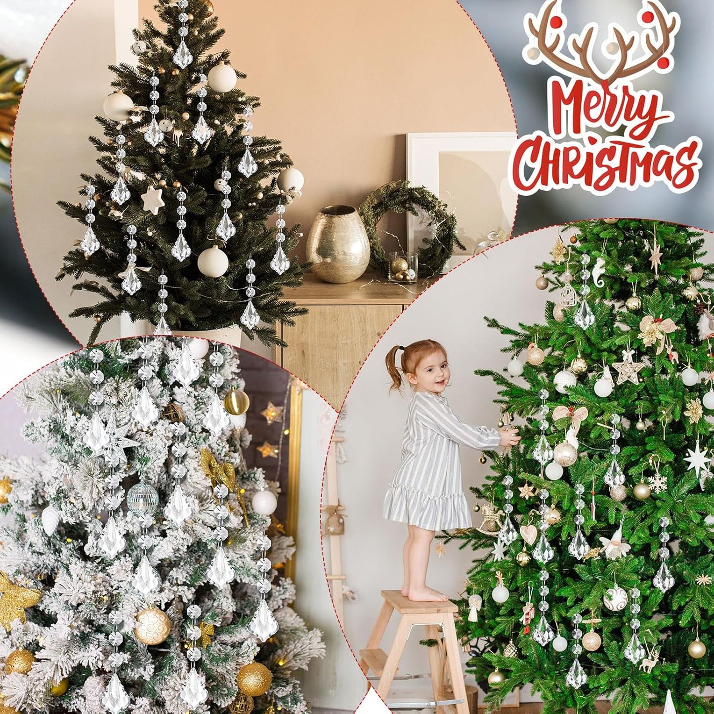 Nuenen 100 Pcs Hanging Crystals for Centerpieces Acrylic Chandelier Garland Beads Strands Prism Decorations Clear Teardrop Chandelier Crystals Pendant Wedding Home Garden Outdoor Ornaments(Maple Leaf)