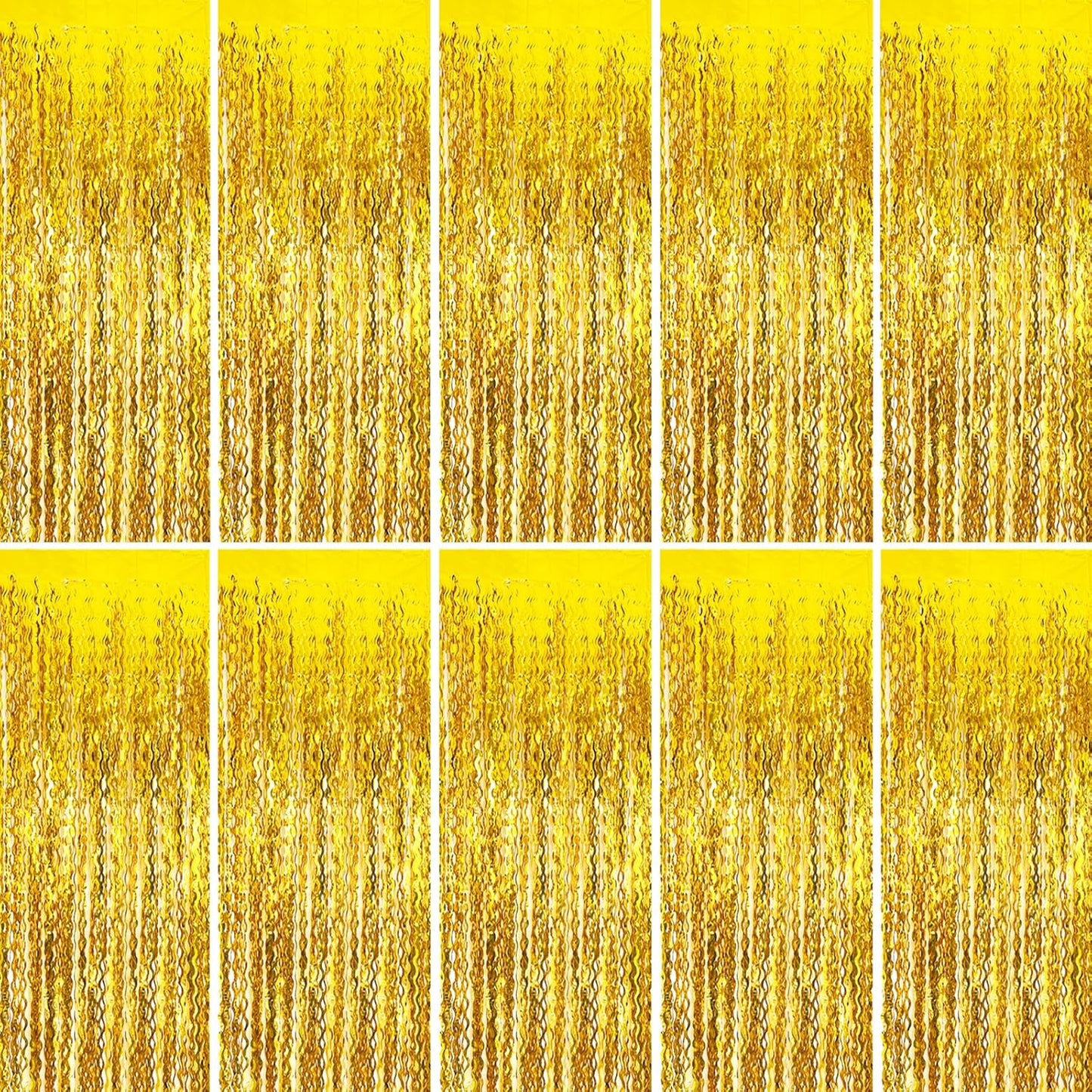 Gold Foil Fringe Backdrop Curtain Wave Golden Streamers Tinsel Photo Backdrop Gold Party Decorations for Anniversary, Birthday, Halloween, Masquerade, Graduation, New Years Eve, Bachelor Party