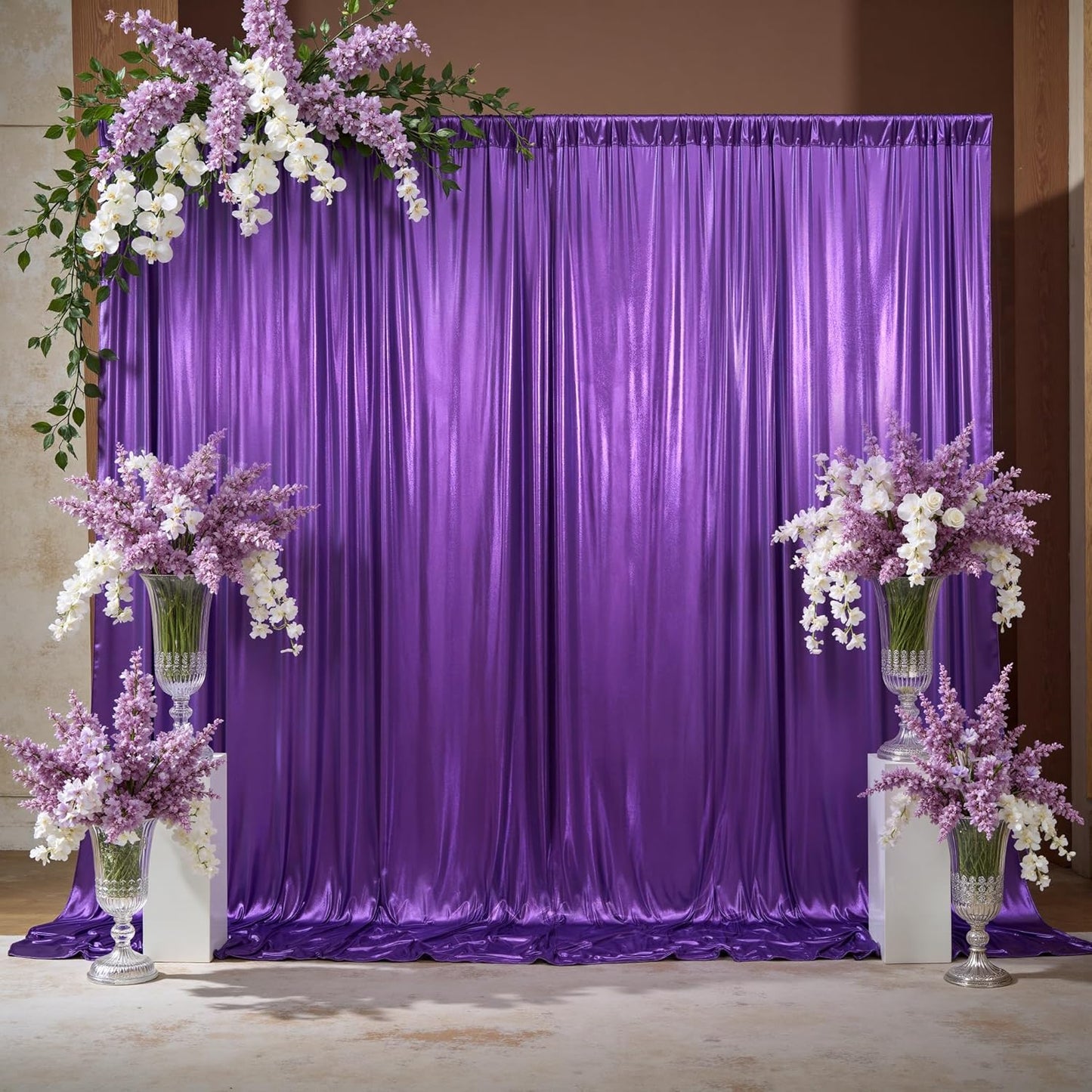 20x10ft Thick Purple Glitter Backdrop Curtain Panels for Parties, Wrinkle Free Sequin Sparking Photo Backdrop Drapes, 4 Panels 5x10ft Shimmer Back Drop Cloth for Wedding Birthday Photography