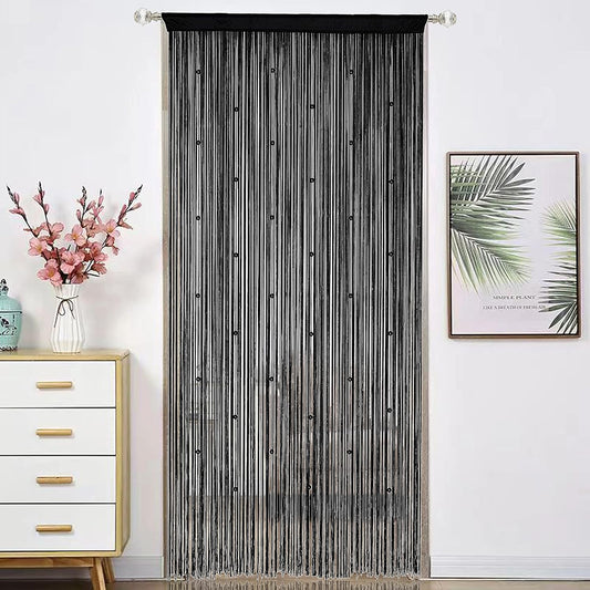 Beaded Doorway Curtain Door Beads Dense String Curtains Fringe Hippie Perfect for Wall Hanging Decor Room Divider Privacy Doors Window Closet Doorways Decorations (100x280cm,Black)