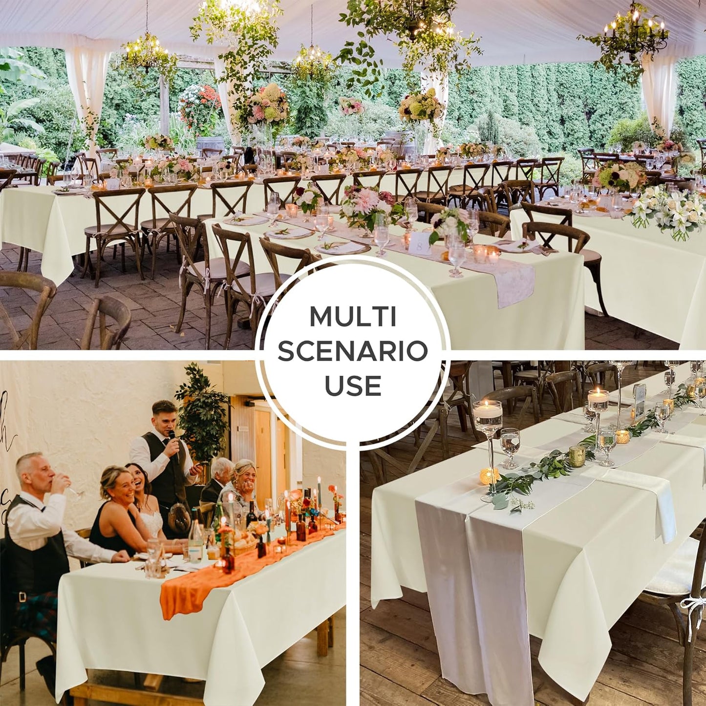 Fitable 8 Pack Table Cloth Rectangle Table: Stain and Wrinkle Resistant Tablecloth Rectangular, Washable Polyester Tablecloths for Wedding Party Dining Banquet Event Catering(Ivory, 70x120 Inch)