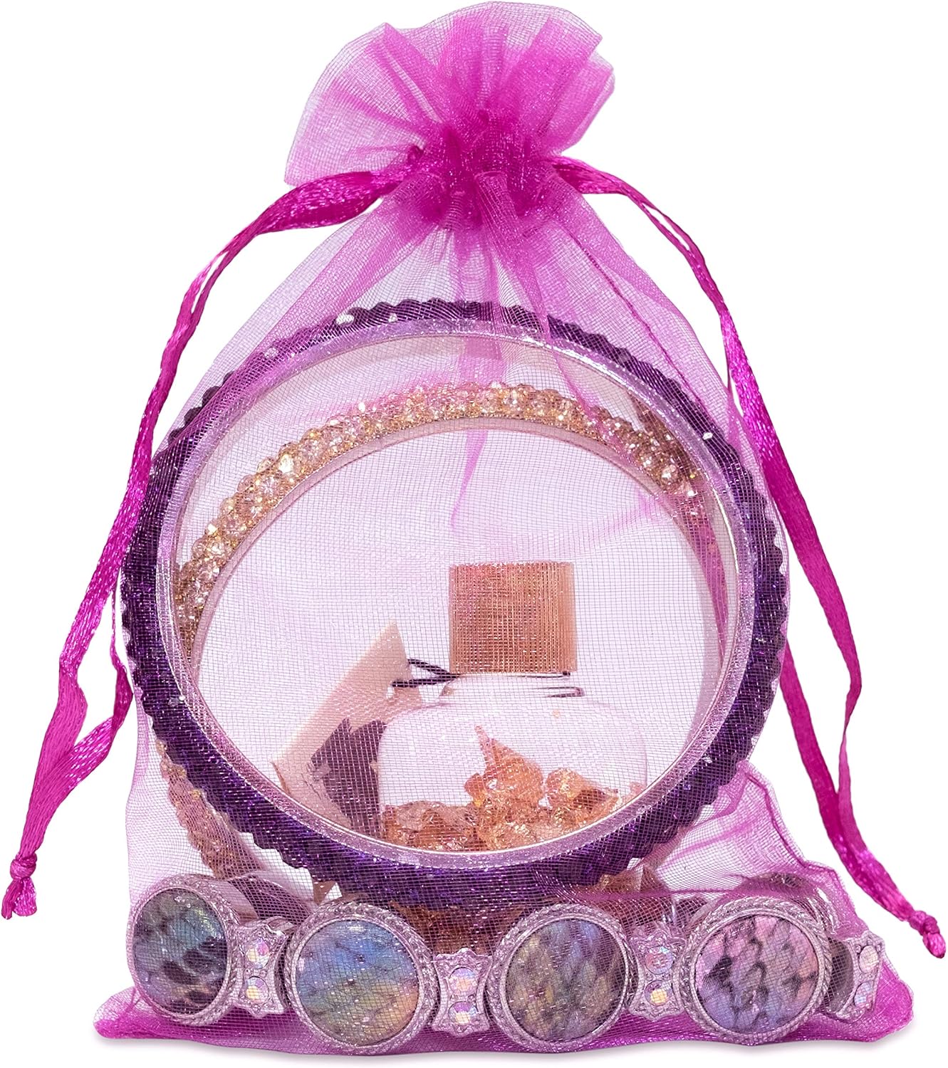 TheDisplayGuys 100-Pack 4x6 Hot Pink Sheer Organza Gift Bags with Drawstring, Goodie Bags for Jewelry, Candy Bags, Treat Bags, Wedding Favors Small Mesh Bags