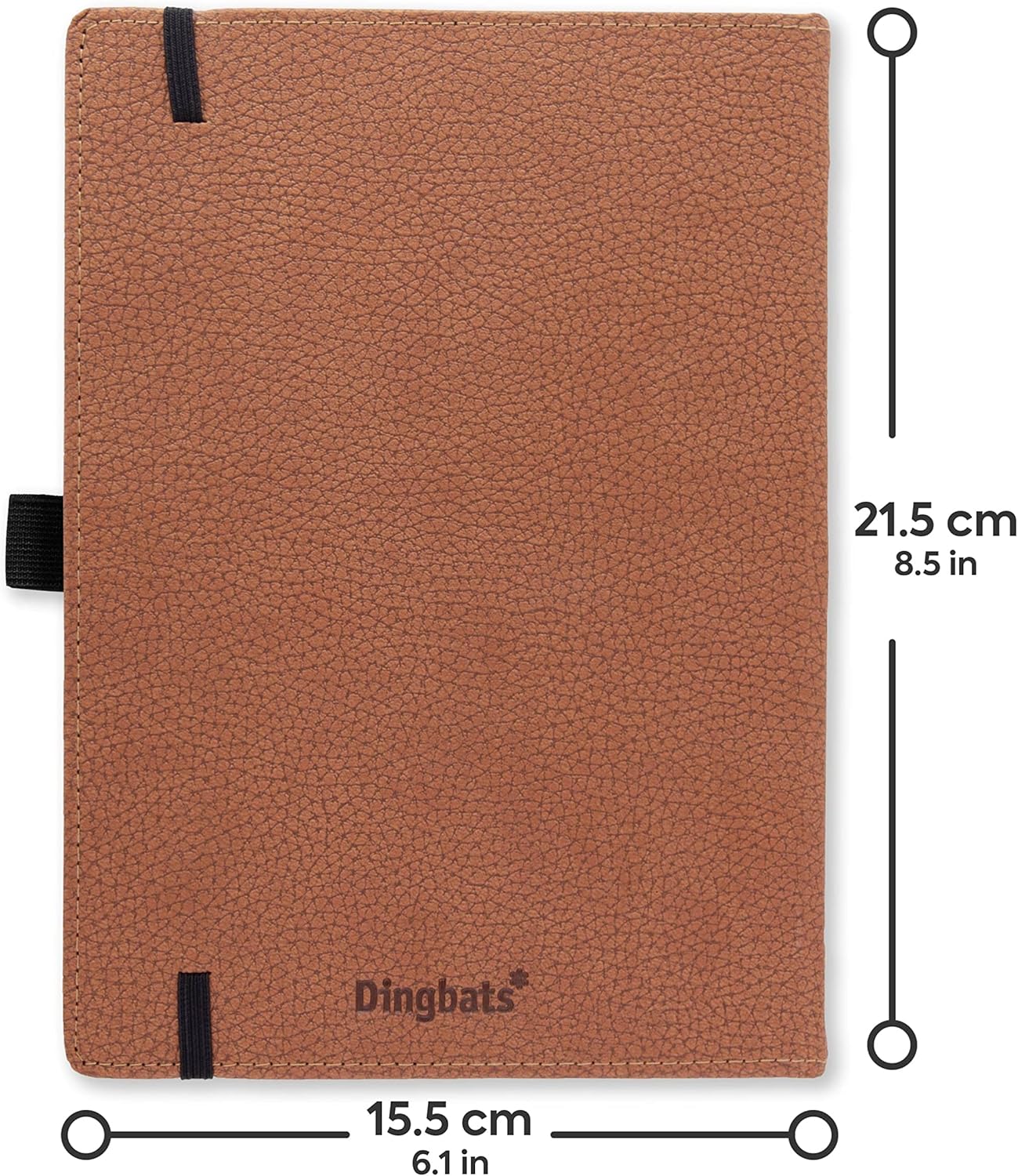 Dingbats* Wildlife Plain Journal Notebook A5 - Vegan Leather Hard Cover, Ideal for Work, Travel - Pocket, Elastic Closure, Bookmark