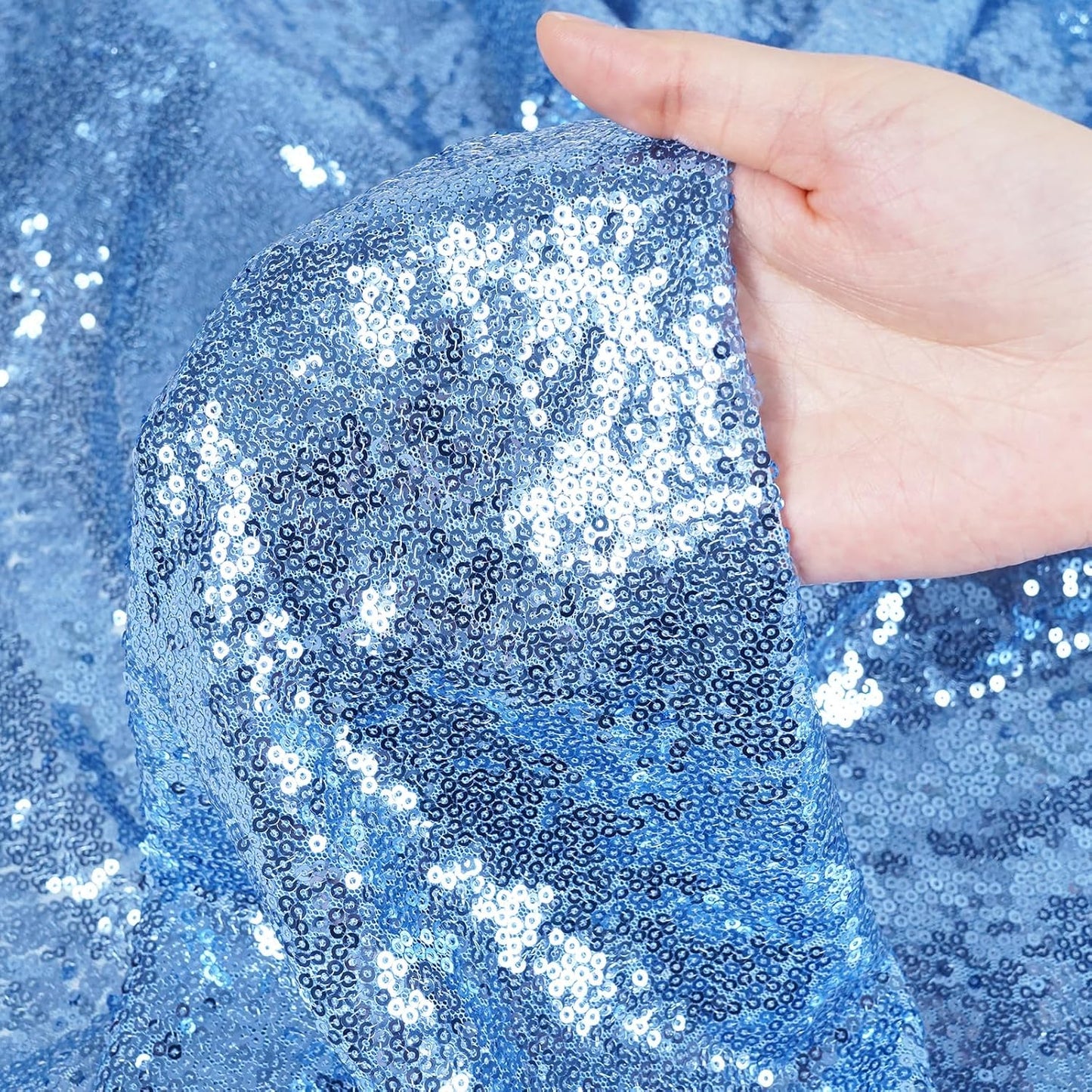 Poise3EHome Baby Blue Sequin Backdrop Curtain,8FT x 10FT Sequin Photography Backdrop Curtain for Party Decoration