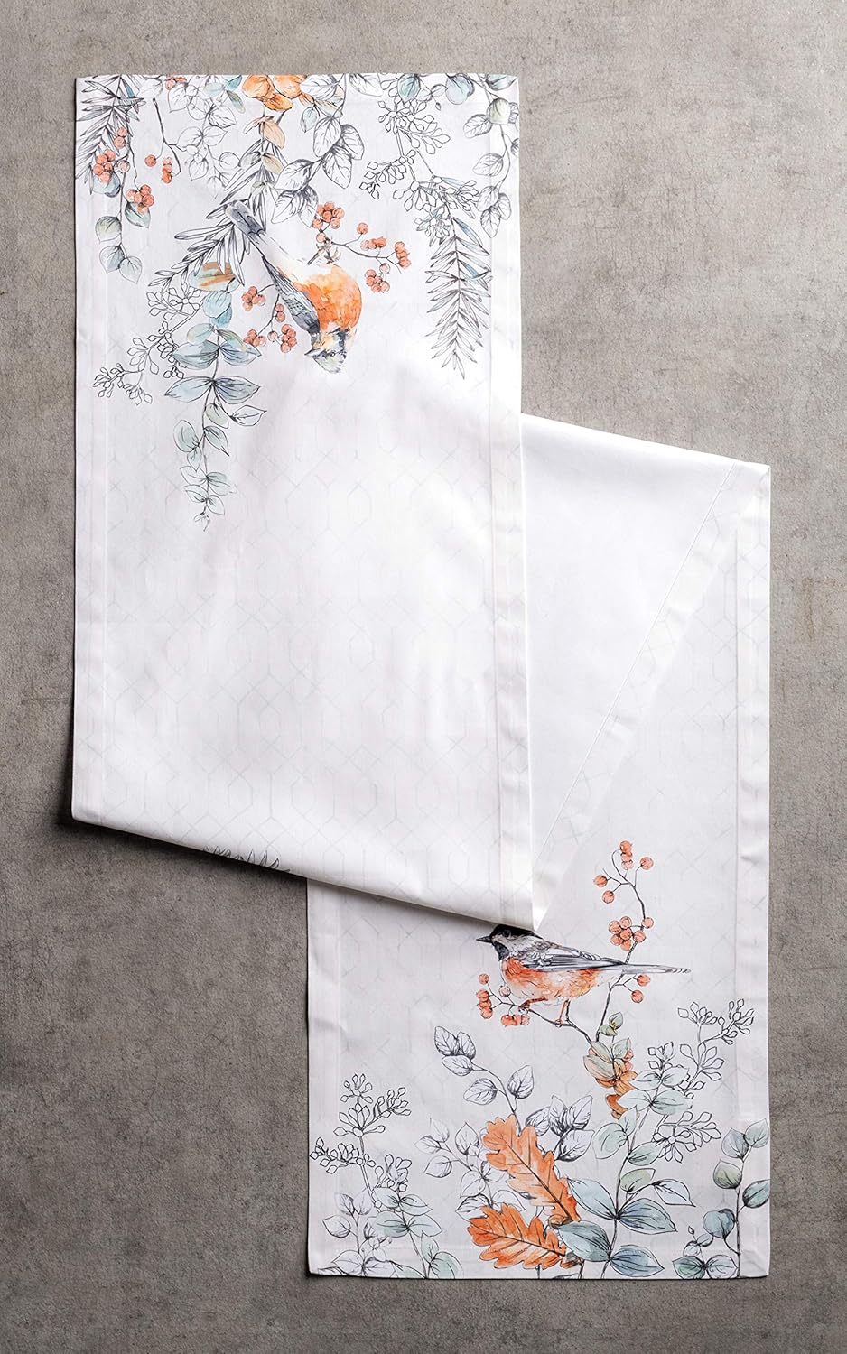 Maison d' Hermine Table Runner 100% Cotton Single Layer Table Runners 48 inches Long for Thanksgiving Christmas Decorations Home Kitchen Dining Party Wedding (Whitish Shabby Chique, 14.5" x 48")