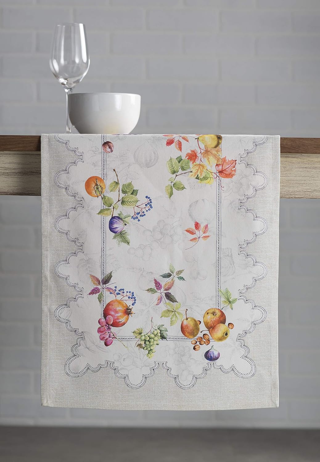 Maison d' Hermine Table Runner 100% Cotton Single Layer Table Runners 36 inches Long for Thanksgiving Christmas Decorations Home Kitchen Dining Party Wedding (Fruit D'Hiver, 14.5" x 36")