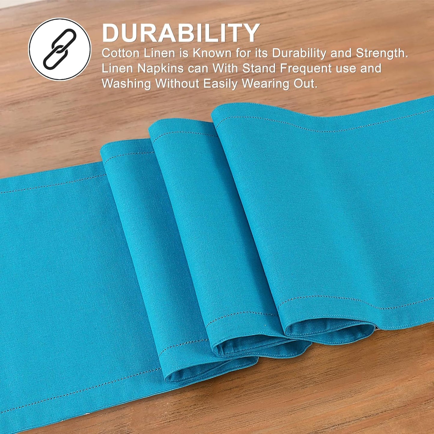 Ruvanti Linen Table Runner 72 Inches, Classic Hemstitch, Washable, Reusable, Non-Slipping, Stain Resistant- Perfect for Parties, Weddings, Dinners, Thanksgiving, Christmas, Indoor use – Blue