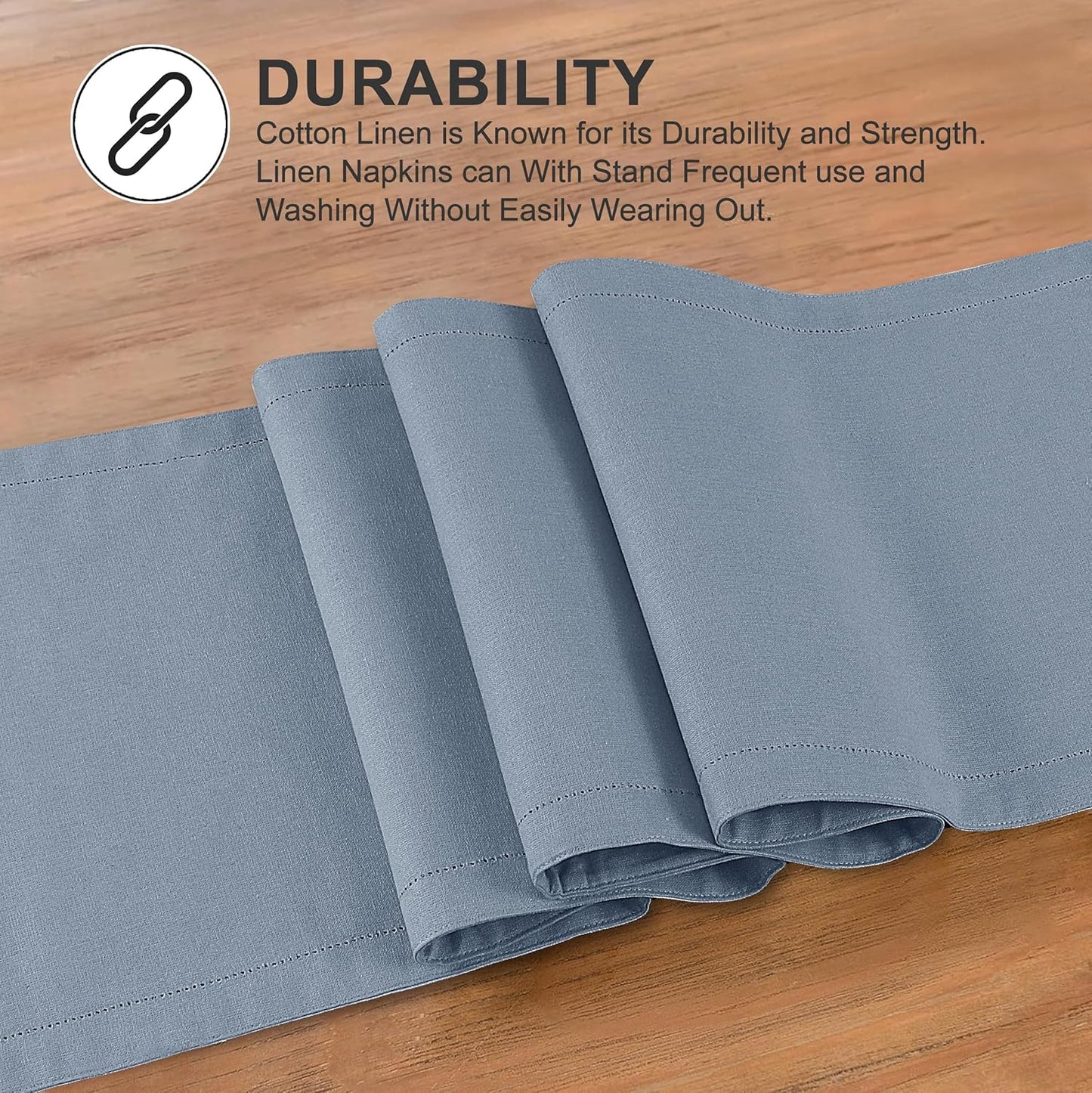 Ruvanti Linen Table Runner 120 Inches, Classic Hemstitch, Washable, Reusable, Non-Slipping, Stain Resistant- Perfect for Parties, Weddings, Dinners, Thanksgiving, Christmas, Indoor use – Grey