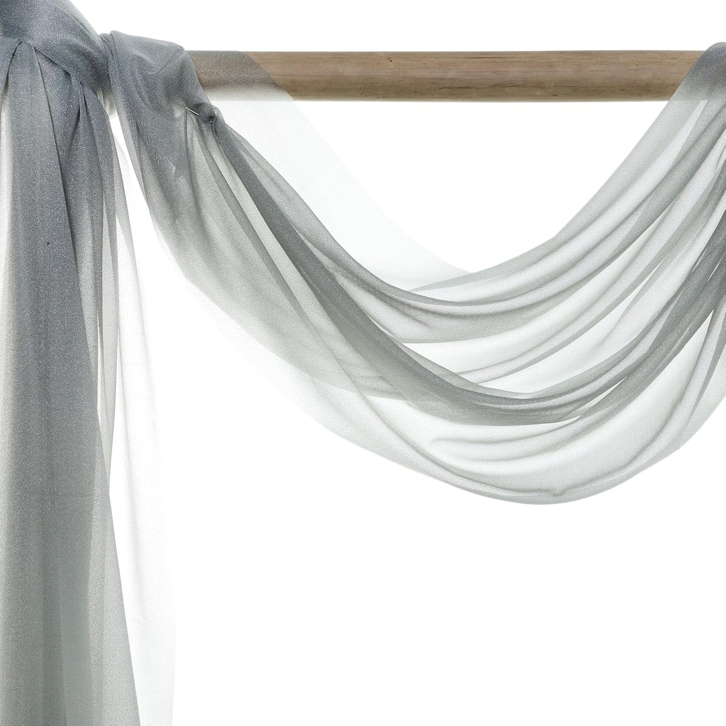 VDS Pack of 1 Panel (30 Inch X 100 Feet) Wedding Arch Draping Fabric Sheer Chiffon Fabric Drapery for Wedding Ceremony Reception Swag Backdrop Canopy Chuppah ARBO Altars Decoration (Grey)