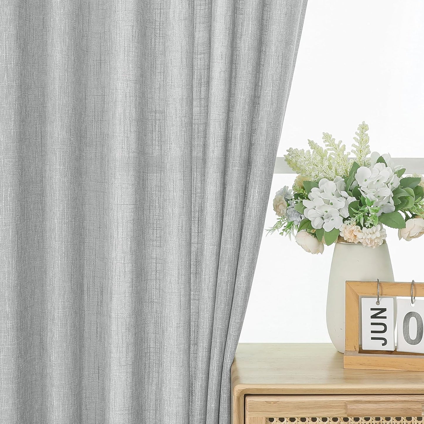 Vision Home Gray Pinch Pleated Semi Sheer Curtains Textured Light Filtering Window Curtains 72 inches for Living Room Bedroom Silver Grey Pinch Pleat Drapes with Hooks Back Tabs 2 Panels 40" Wx72 L