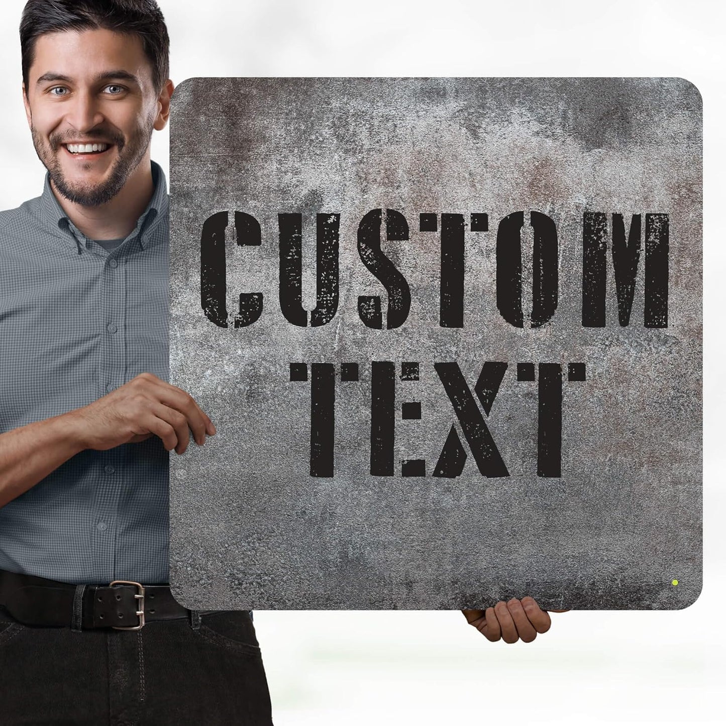 Custom Sign, Custom Street Sign, 11 Font Colors, 13 Font Styles, 4 Hole Options, 22 Sizes, 24x24 Inches, Rust Free DiBound, Fade Resistant, Made in USA by My Sign Center (Grunge Metal)