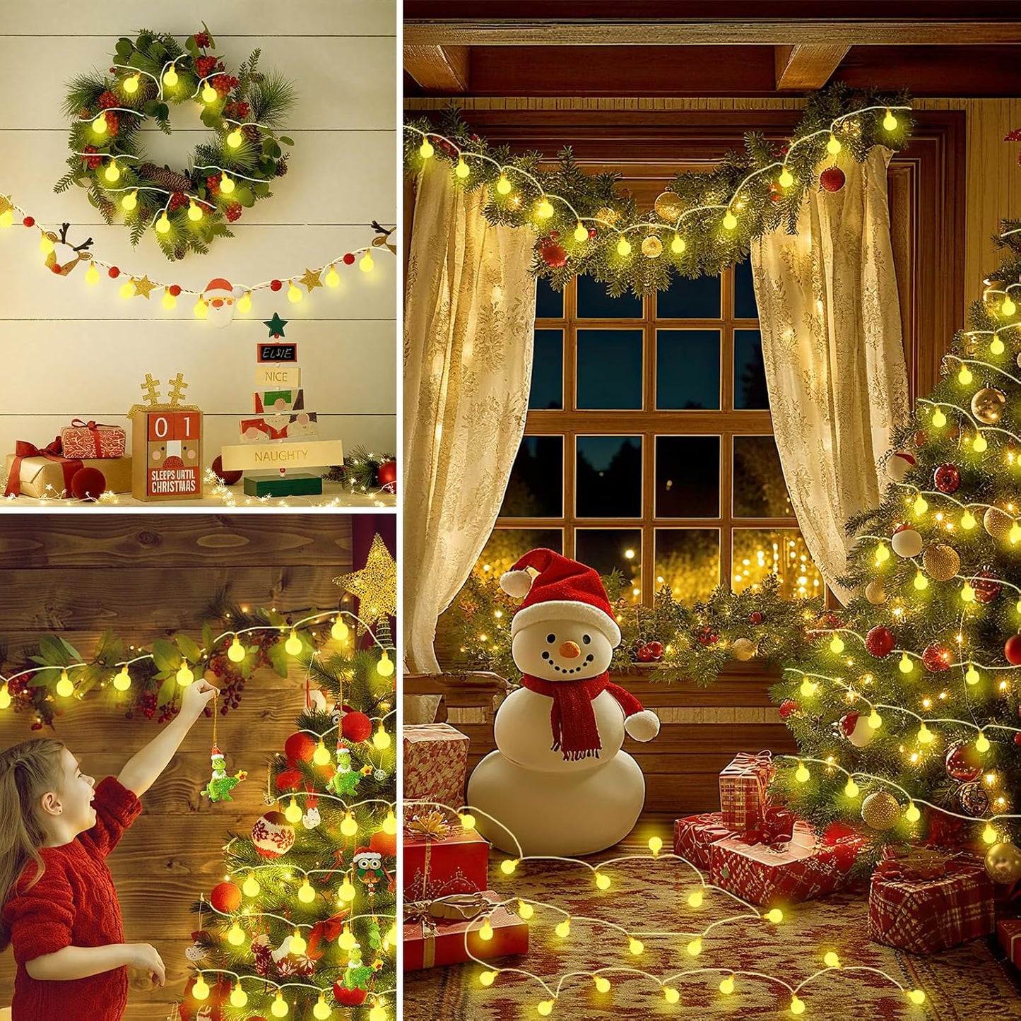 2 Pack Battery Operated String Lights - 52FT 120 LED Globe Fairy Lights with Remote, Waterproof Christmas Light Indoor Outdoor 8 Modes with Timer for Bedroom Classroom Dorm Christmas Decor, Warm White