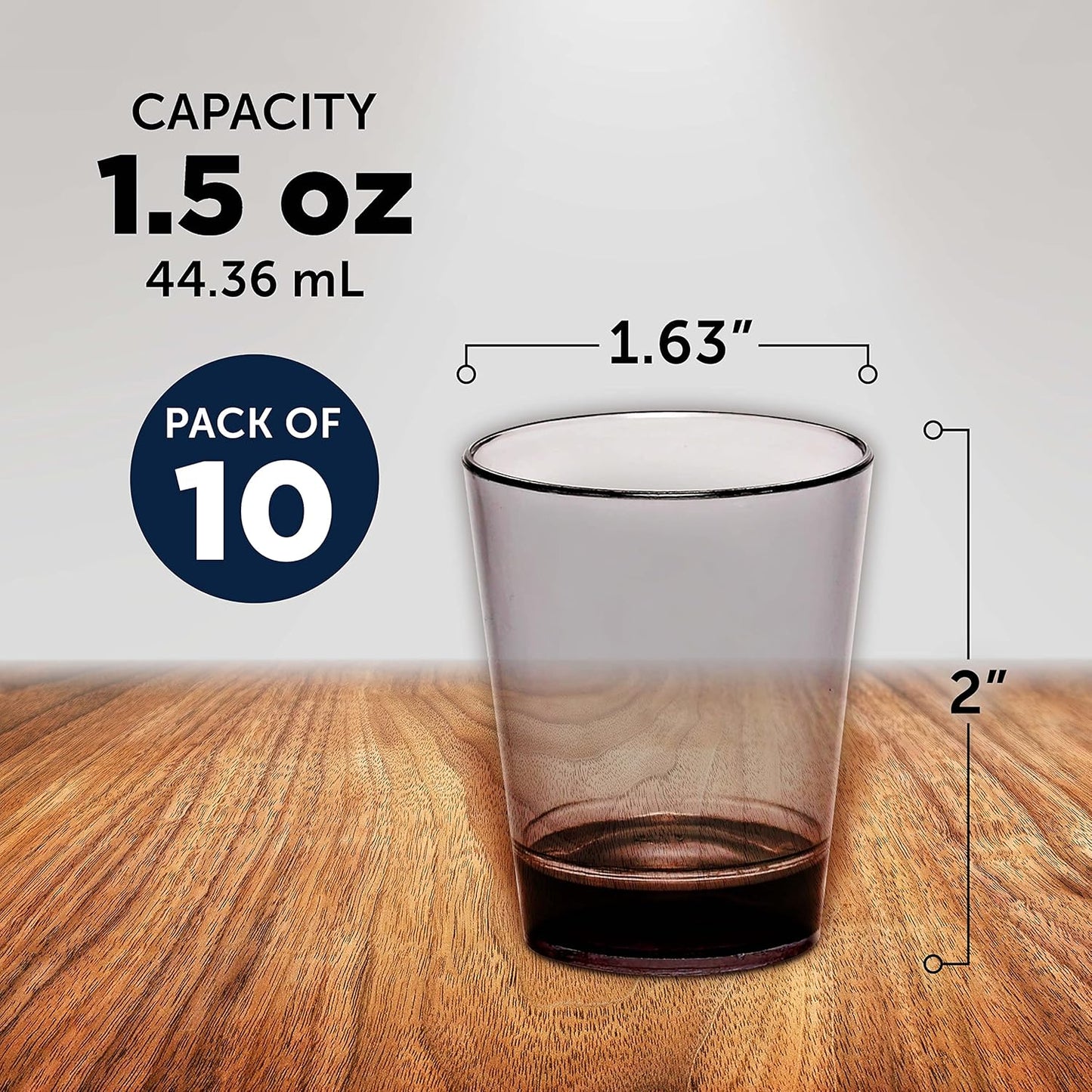 DISCOUNT PROMOS Translucent Plastic Shot Glasses 1.5 oz. Set of 10, Bulk Pack - Acrylic, Great for Wedding, Party, Birthday, Gifts - Charcoal