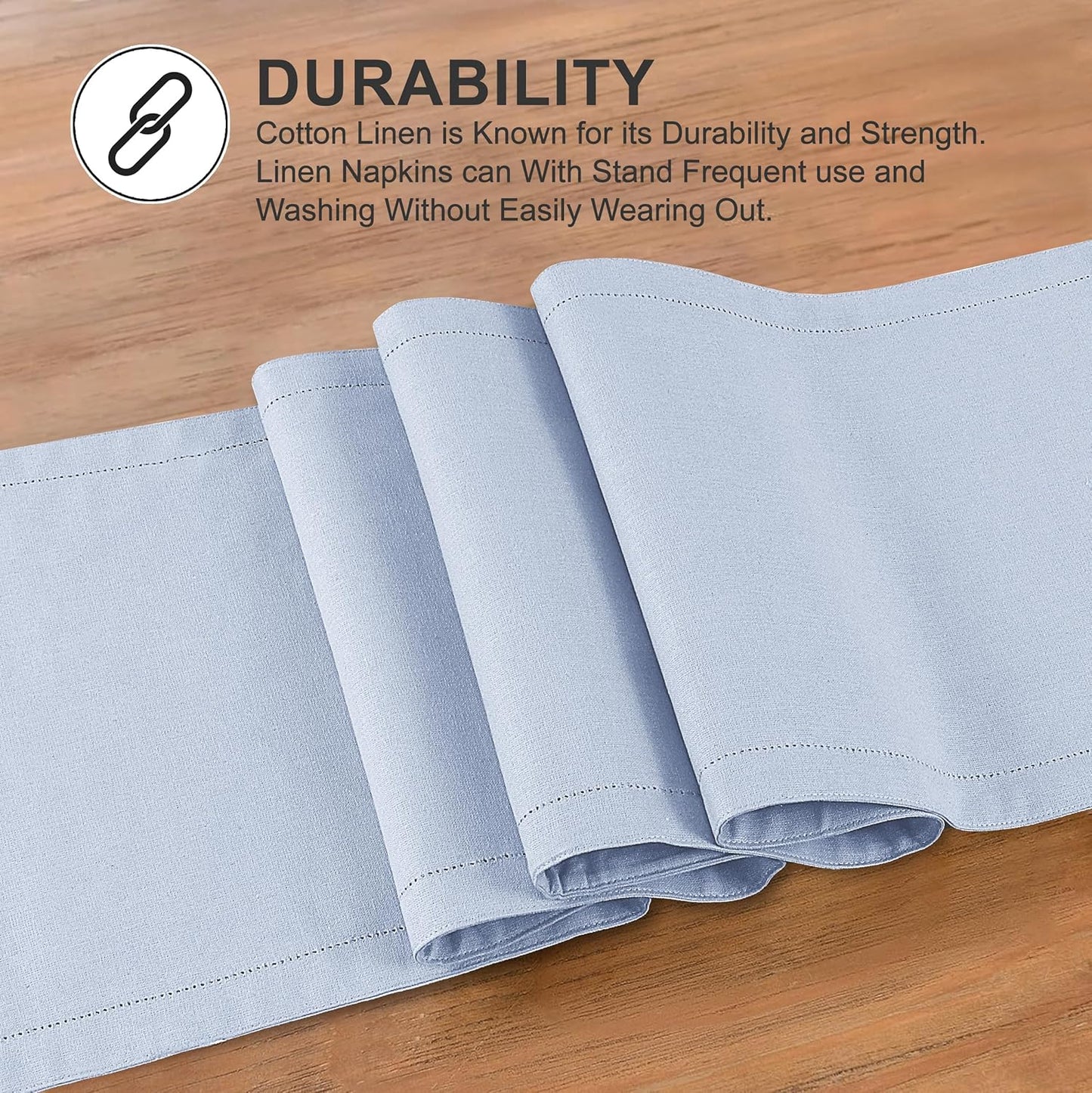 Ruvanti Linen Table Runner 36 Inches, Classic Hemstitch, Washable, Reusable, Non-Slipping, Stain Resistant- Perfect for Parties, Weddings, Dinners, Thanksgiving, Christmas, Indoor use – Arctic Ice