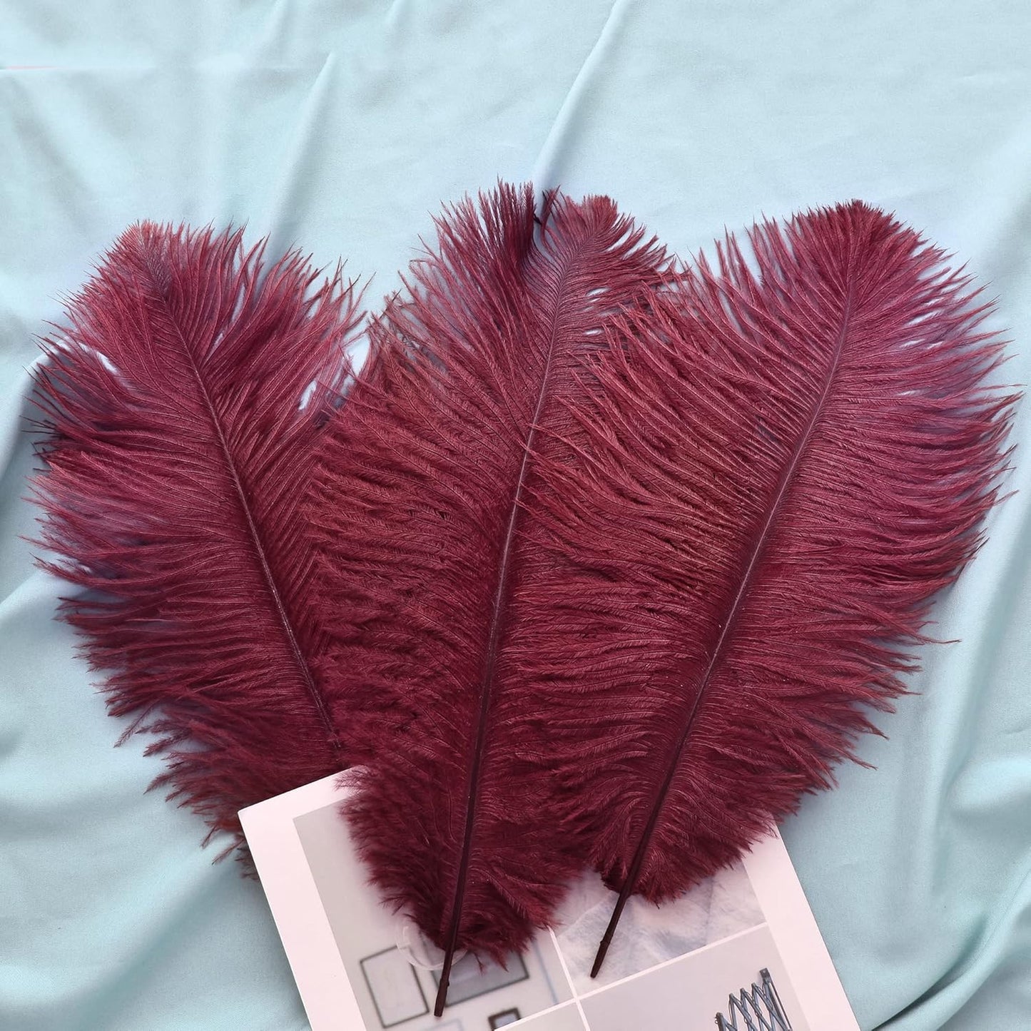 Ballinger Big Burgundy Ostrich Feathers - 24Pcs 12-14inch Wine Red Feathers for Party Centerpieces, Flower Arrangement and Home Decor
