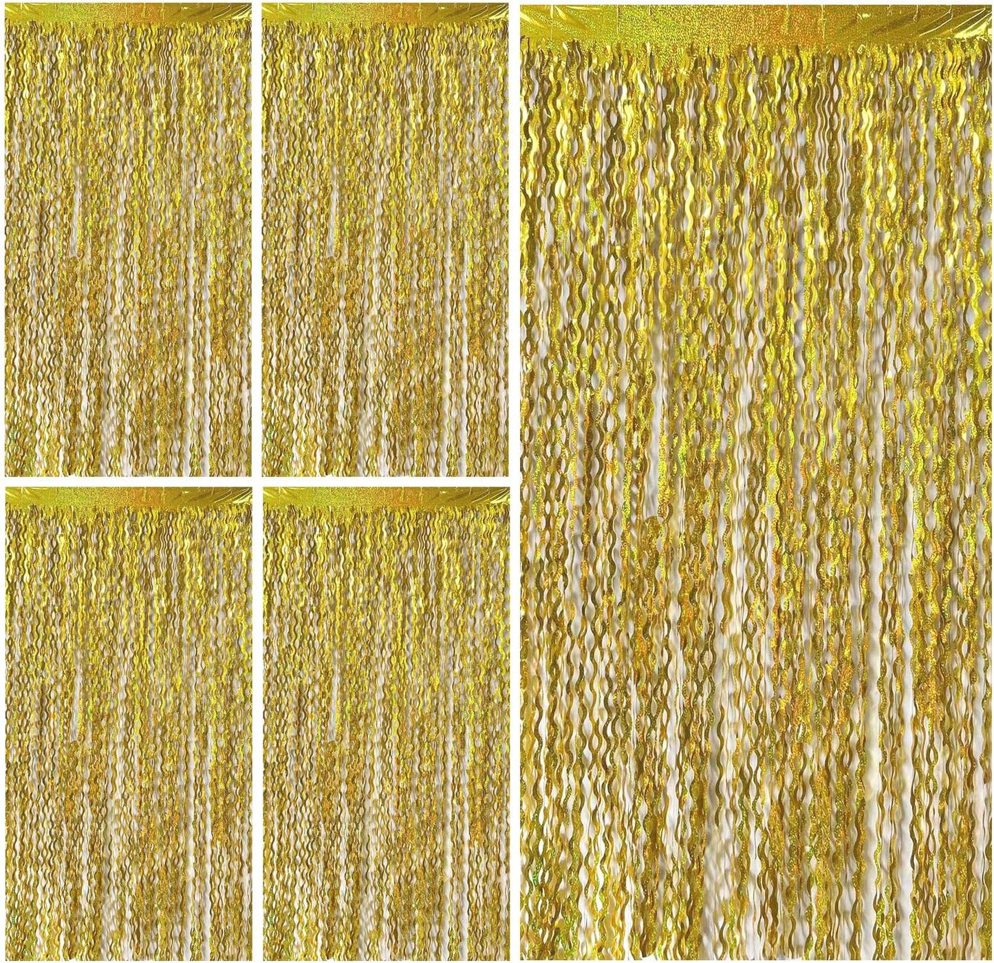 Gold Backdrop Birthday Decorations Foil Curtain Backdrop Gold Streamers Dance Party Decorations Photo Booth Props for Bachelorette Decorations Christmas Halloween New Years Eve Party Supplies
