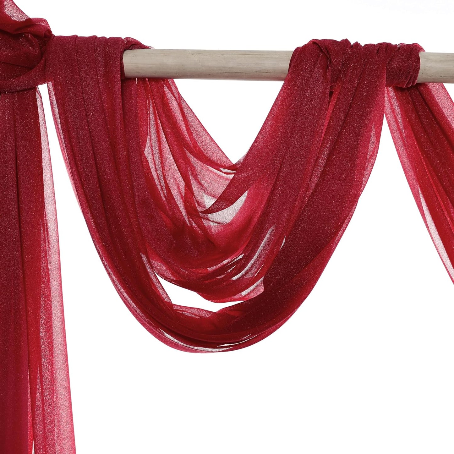 VDS Pack of 1 Panel (30 Inch X 100 Feet) Wedding Arch Draping Fabric Sheer Chiffon Fabric Drapery for Wedding Ceremony Reception Swag Backdrop Canopy Chuppah ARBO Altars Decoration (Apple Red)
