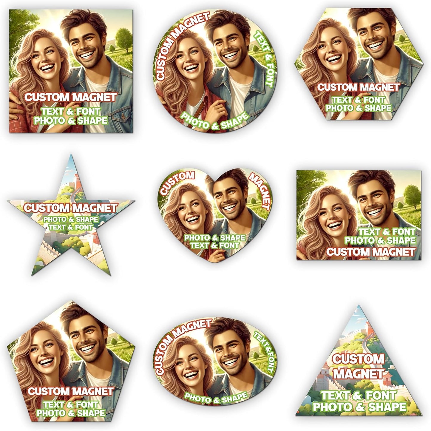 KETABAO – 13" Create Your Own Custom Refrigerator and Car Oval Photo Magnets - Personalized Decorative Magnetic Frames