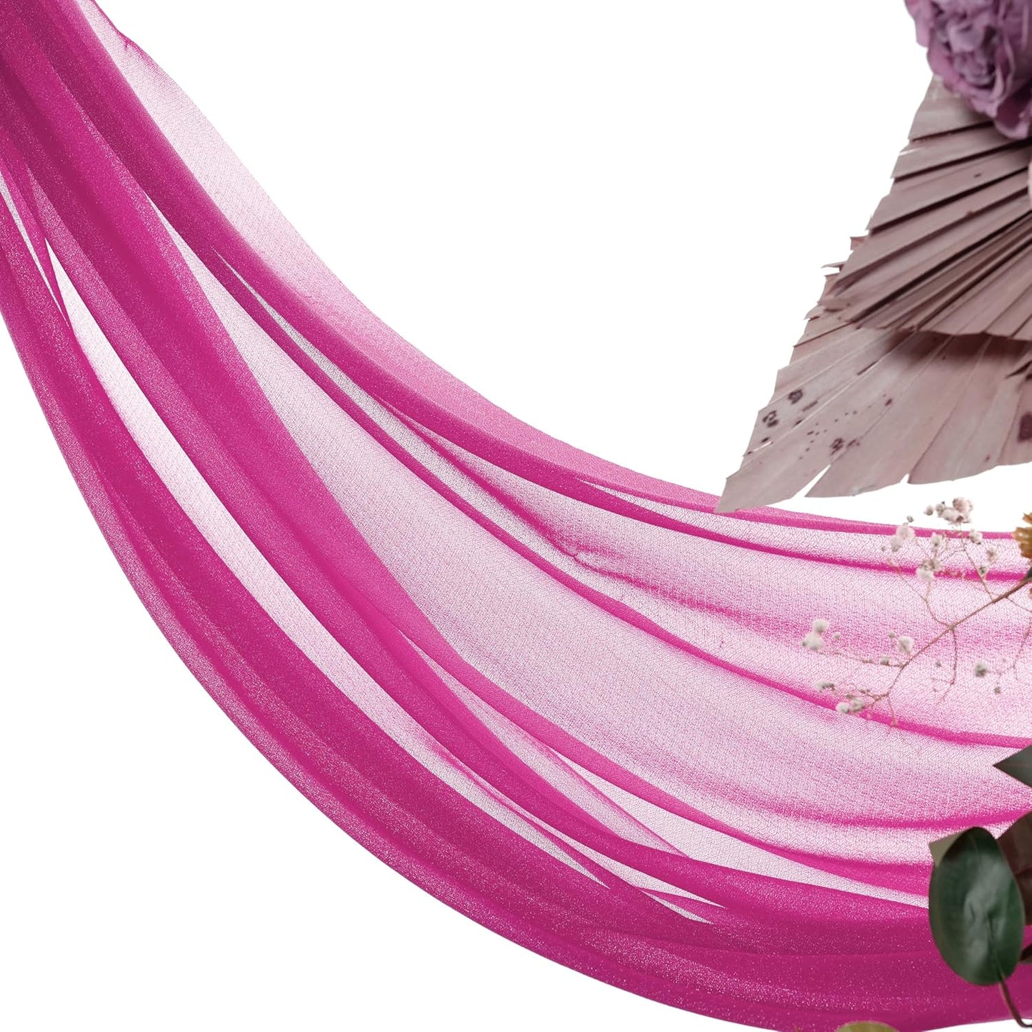 VDS Pack of 3 Panel (30 Inch X 20 Feet) Wedding Arch Draping Fabric Sheer Chiffon Fabric Drapery for Wedding Ceremony Reception Swag Backdrop Canopy Chuppah ARBO Altars Decoration (Magenta)