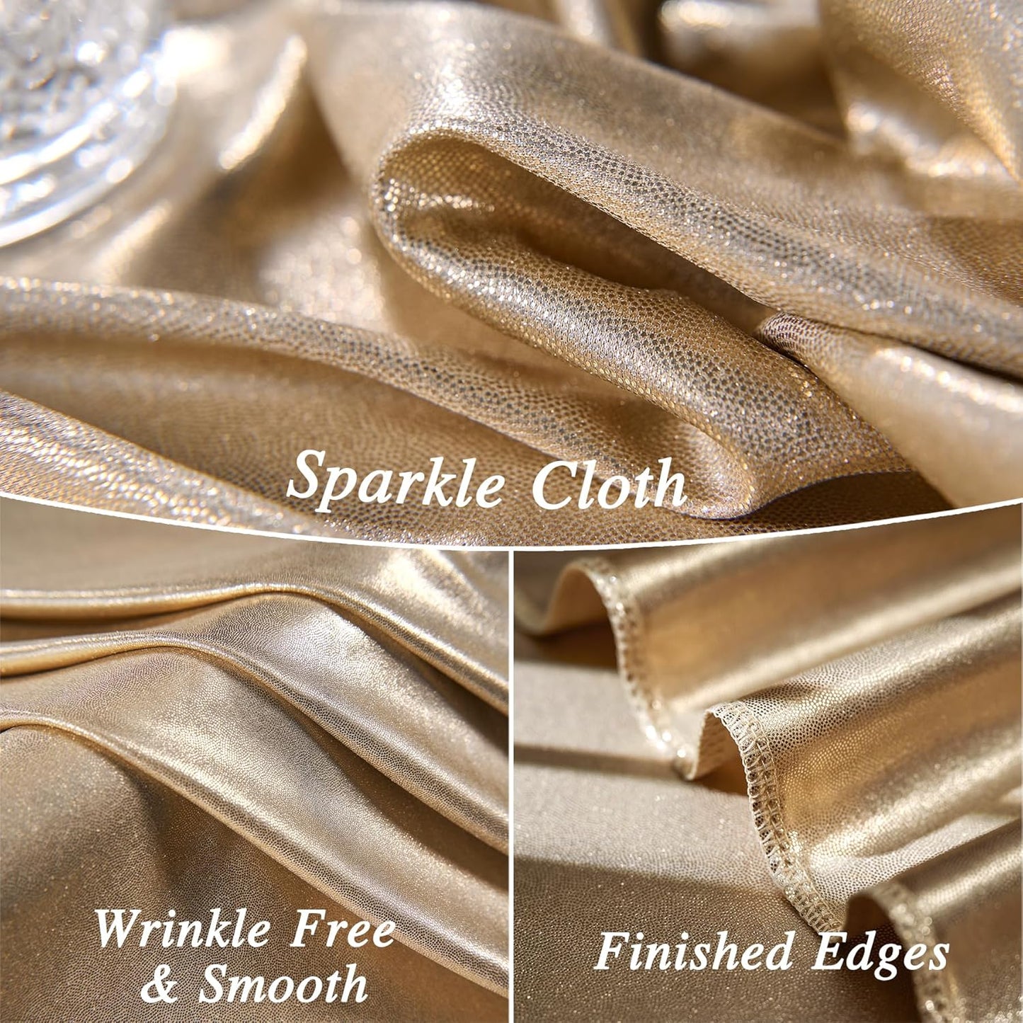 10x10 ft Champagne Sequin Backdrop Curtain Panels for Parties, Wrinkle Free Glitter Photo Backdrop Drapes 2 Panels 5x10FT Shimmer Back Drop Cloth for Wedding Birthday Christmas Photography Background