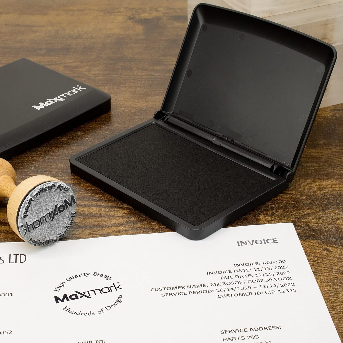 MaxMark Large Premium Brown Ink Stamp Pad - 3.5" x 6.25" - Quality Felt Pad