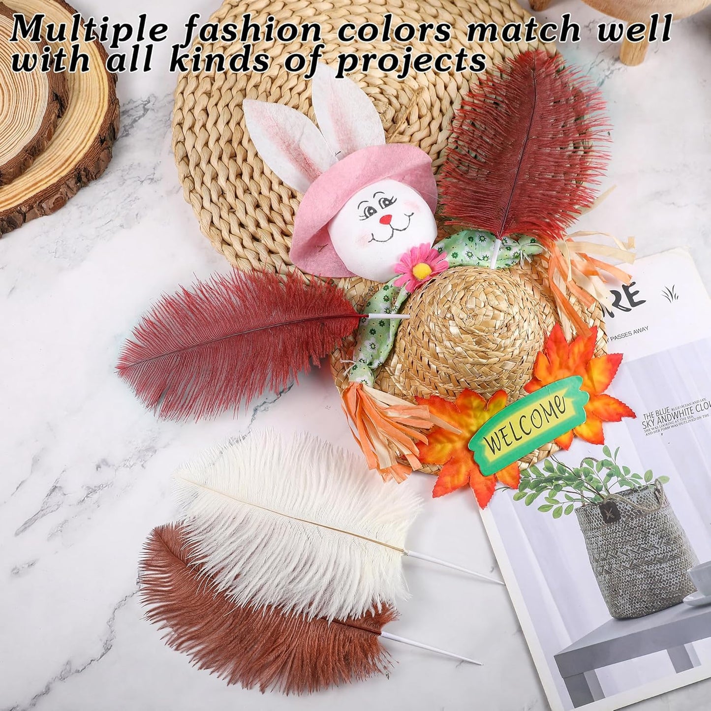 SOGUGOM Red Crafts Ostrich Feathers - 30PCS 6-8 inch Ostrich Feathers Kit for Centerpieces, Kindergarten Crafts, Dream Catchers and DIY Projects(Wine Red)