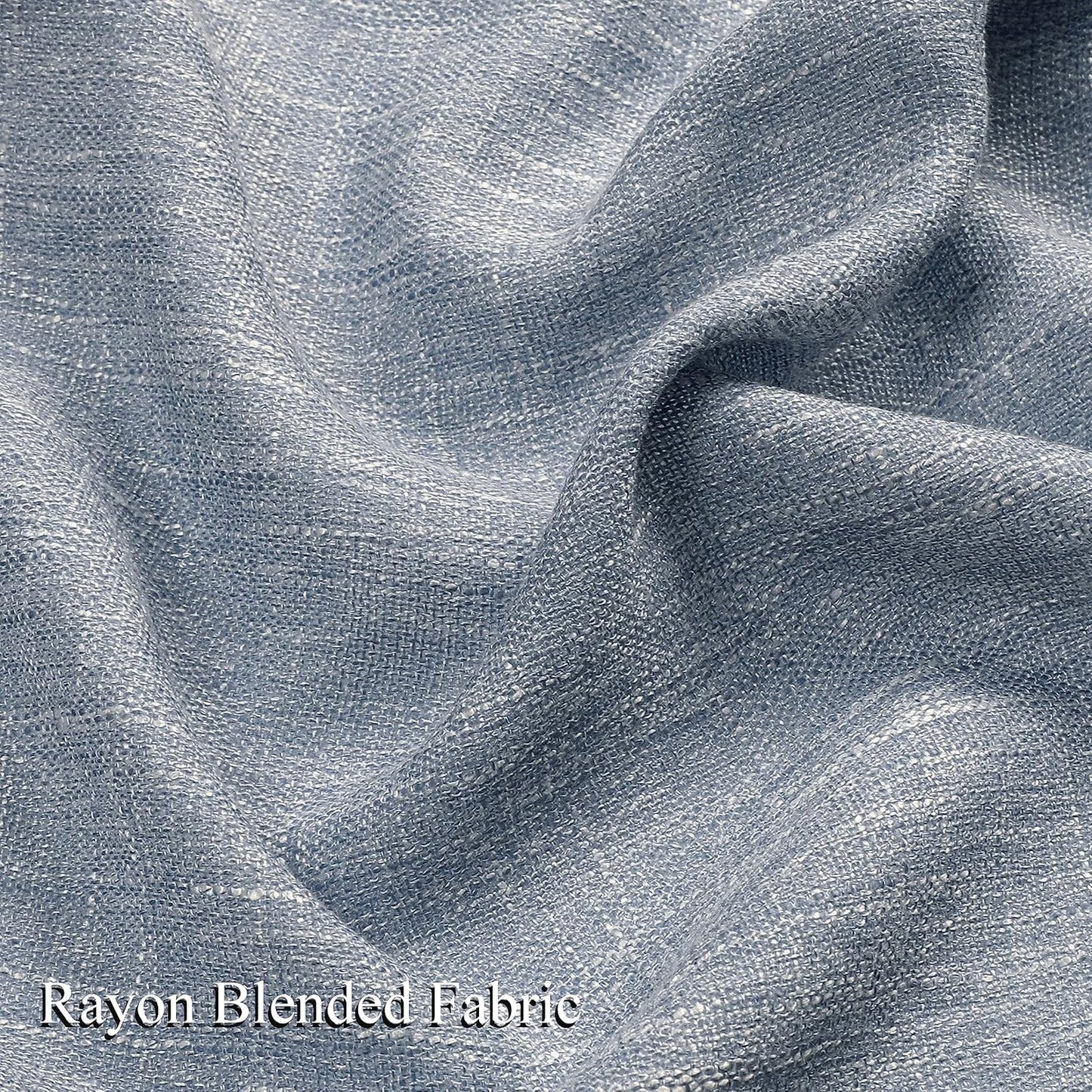 Vision Home Blue Pinch Pleated Semi Sheer Curtains Textured Light Filtering Window Curtains 112 inch for Living Room Bedroom Rayon Blend Chambray Blue Pinch Pleat Drapes with Hooks 2 Panels 40"Wx112"L