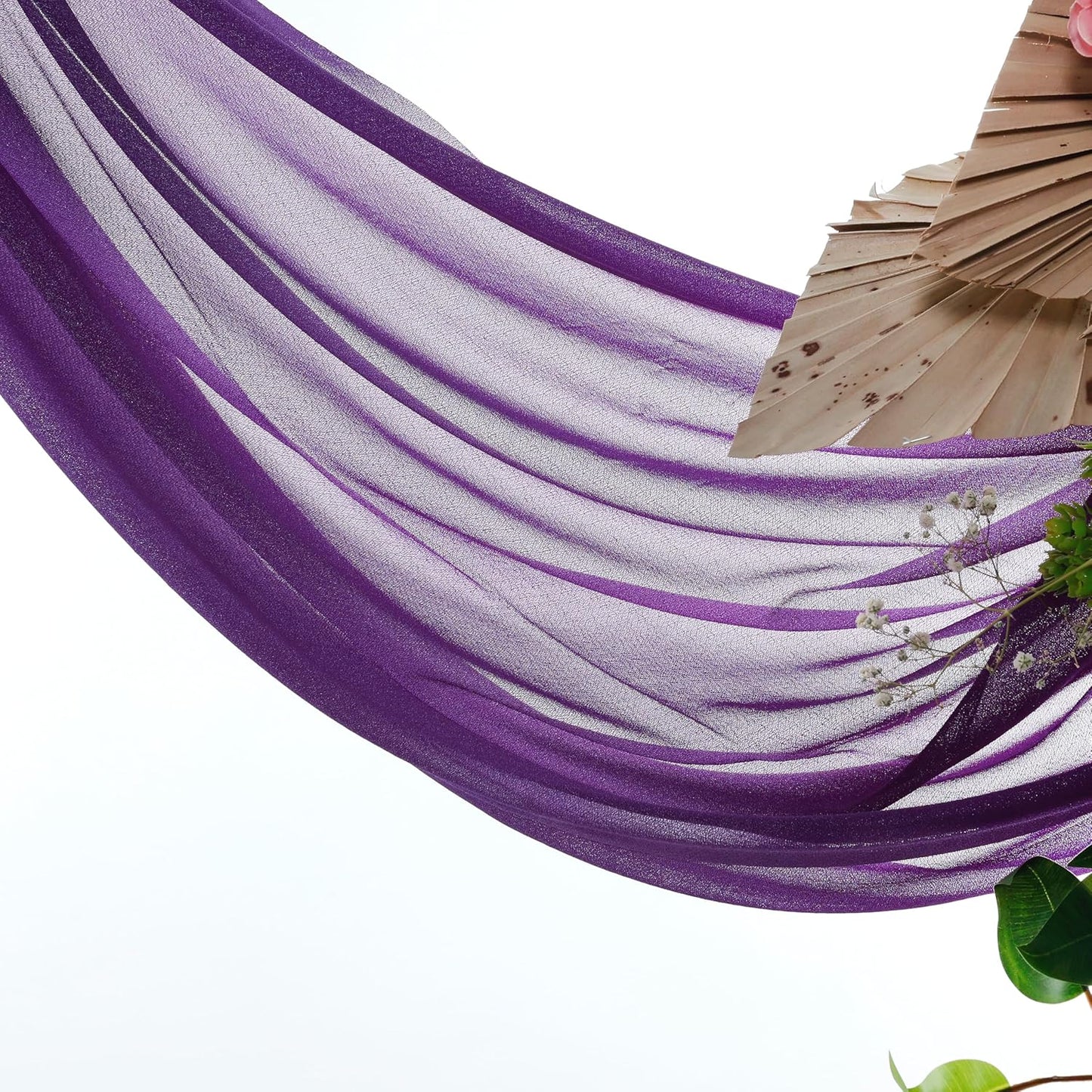 VDS Pack of 1 Panel (30 Inch X 40 Feet) Wedding Arch Draping Fabric Sheer Chiffon Fabric Drapery for Wedding Ceremony Reception Swag Backdrop Canopy Chuppah ARBO Altars Decoration (Purple)