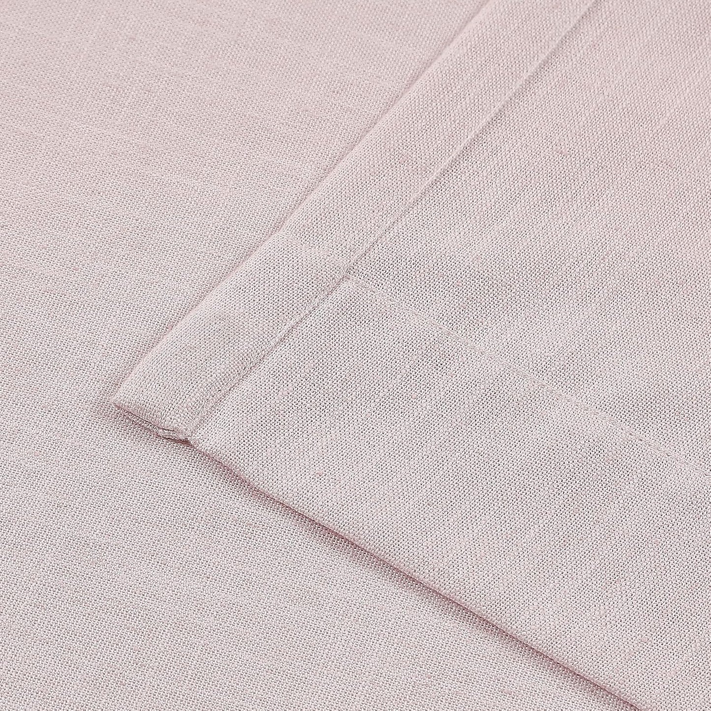 Vision Home Soft Pink Pinch Pleated Semi Sheer Curtains Textured Linen Blended Light Filtering Window Curtains 90 inch for Living Room Bedroom Pinch Pleat Drapes with Hooks 2 Panels 40" Wx90 L