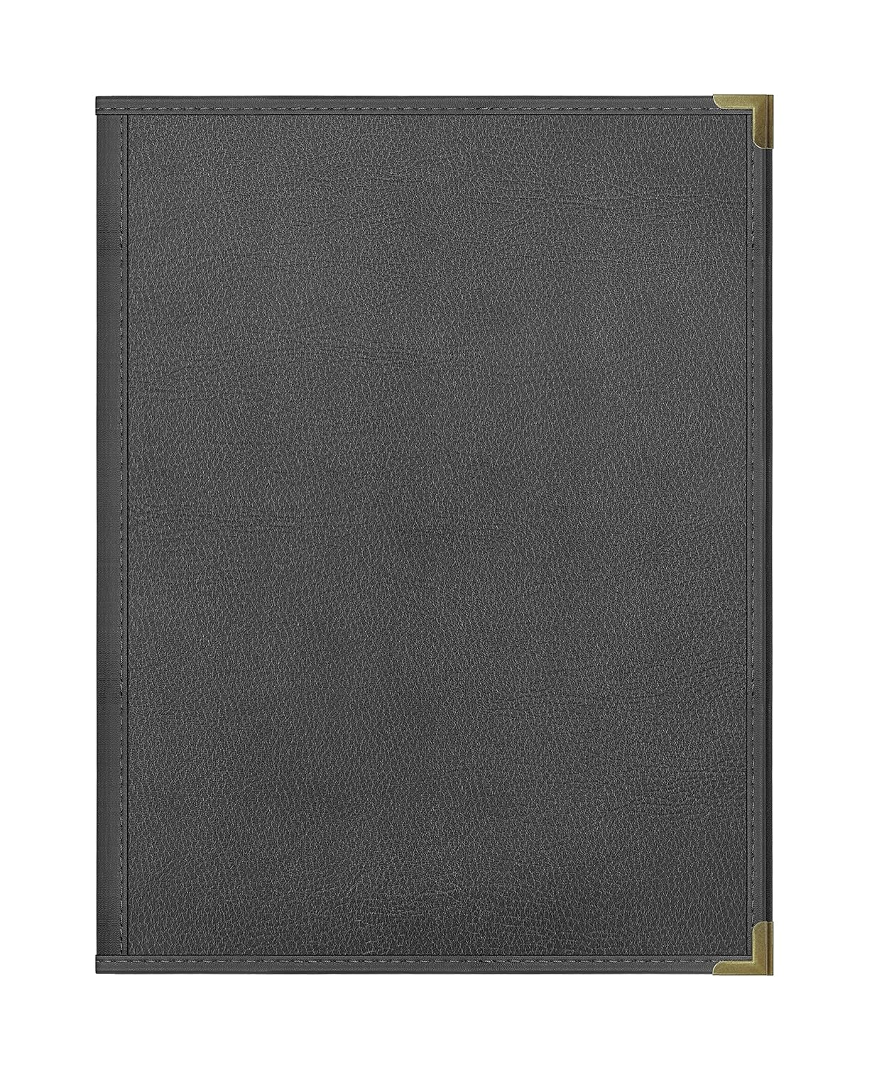 Goodsmart Pajco Style Restaurant Menu Covers – Pack of 10, Side-Loading Booklet Menu Holders, Single Stitched Edge, Clear Vinyl Menu Sleeves, Leatherette Trim, Gold Corners, Black, 4 View (8.5" x 11")